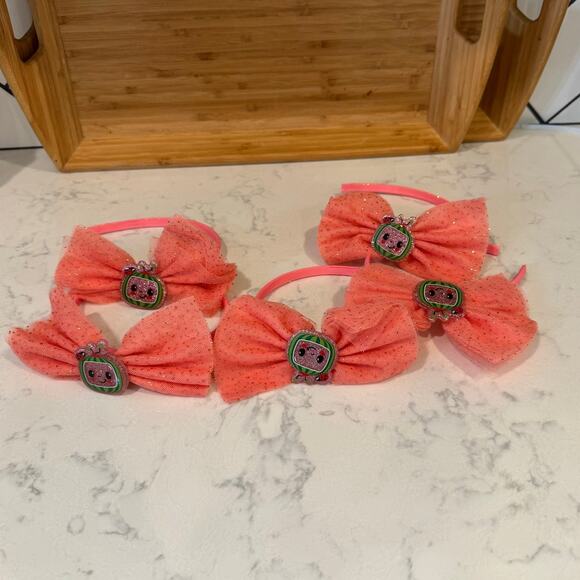 Cocomelon Watermelon Headband pink peach sparkly girly bday party x5 - Picture 1 of 5